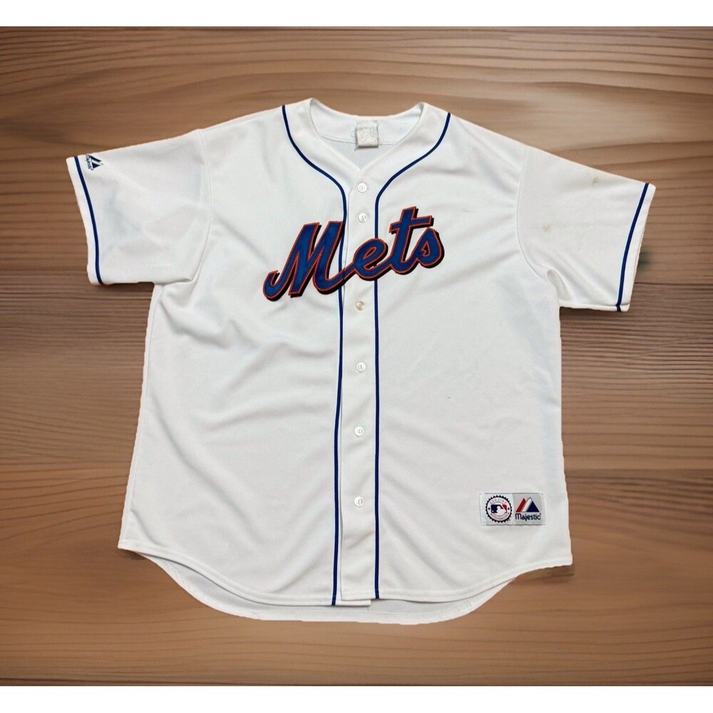New York Mets Baseball Jersey Majestic MLB White Embroidered Mens Sz Extra Large
